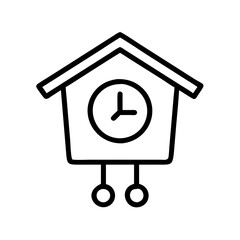 Poster - Cuckoo clock vector illustration, vintage wooden clock with pendulum outline icon design
