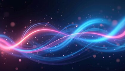 Leinwandbilder - Abstract artwork of bright colored light stripes on black background. Vibrant changing curves, cosmic creative background, abstract pattern. Futuristic digital design for tech or music visuals.