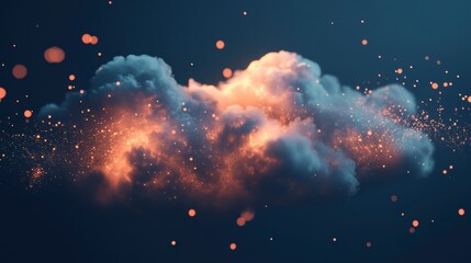 Aufkleber - Glowing particles illuminating a dark cloud.
