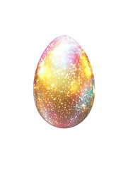 Poster - Glittering egg illustration with transparent background exhibiting celestial colors of gold pink and white evoking fantasy and festive vibes