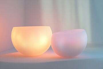 Poster - Softly glowing bowls create an ambient atmosphere in a tranquil setting