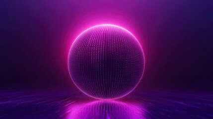 Poster - Glowing pink sphere with a subtle texture, reflecting on a dark surface.