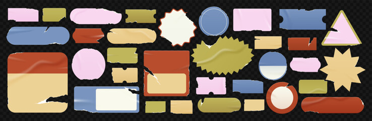 Wall Mural - retro wrinkled and distressed blank old labels. vintage sticker, starburst, or sunburst badges, pric