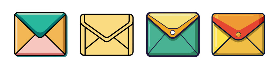 Poster - Collection of Colorful Envelopes Mail Icons Digital Communication