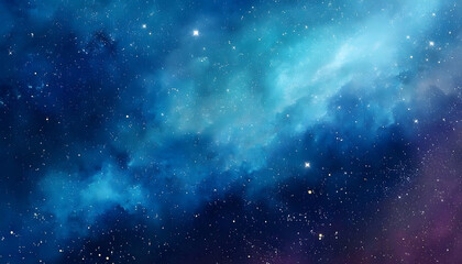 Wall Mural - Blue watercolor space background. Illustration painting