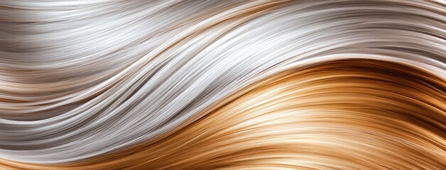Poster - Close-up view features flowing waves with a mix of brown and silver, highlighting a shiny metallic surface and elegant movement