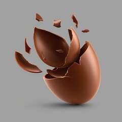 Poster -  A chocolate egg cracking open to reveal a chick inside.
