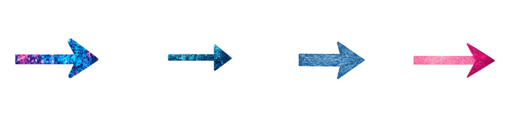 Wall Mural - colorful right pointing arrows on a transparent background