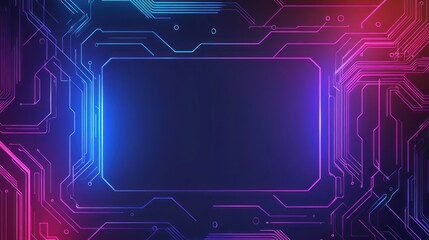 Poster - background with neon glowing circuit pattern, empty space in the middle for element mockup wallpaper AI generated image