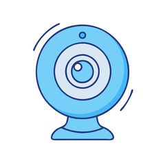Poster - Blue webcam for video conferencing and online meetings with computer camera peripheral for streaming