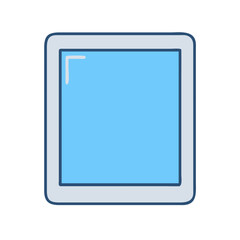 Poster - Illustration of a blue screen tablet device for digital communication and mobile technology use case
