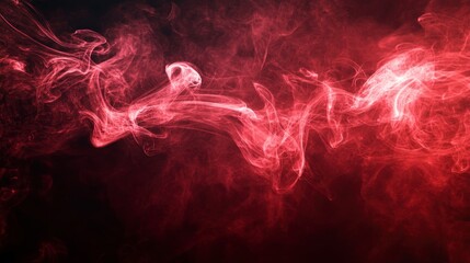 Wall Mural - abstract red smoke swirls on black background.
