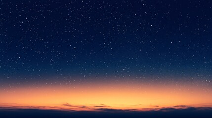 Wall Mural - night sky with vibrant sunset and many stars.