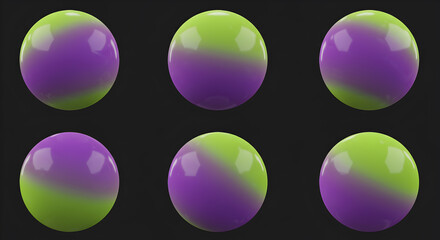 Leinwandbilder - Vivid Gradient Spheres in Lime and Violet Chromatic Blends Illustration