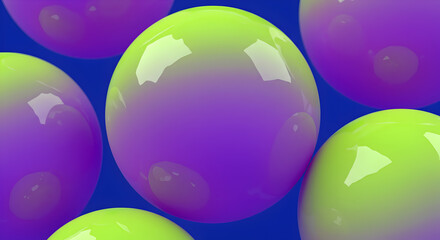 Leinwandbilder - Elegant Gradient Spheres in Lime and Violet Chromatic Blends Artwork