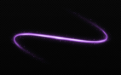 Wall Mural - magic sparkling lines of trail. luminous comet effect. glowing wavy lines on transparent background.