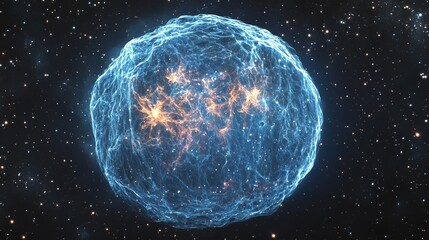 Wall Mural - blue space nebula is the title of a deep space scene that highlights a luminous blue nebula set agai