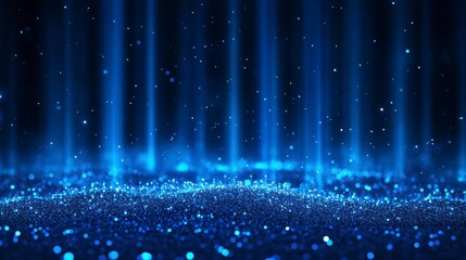 Poster - Abstract blue glitter background with light rays.