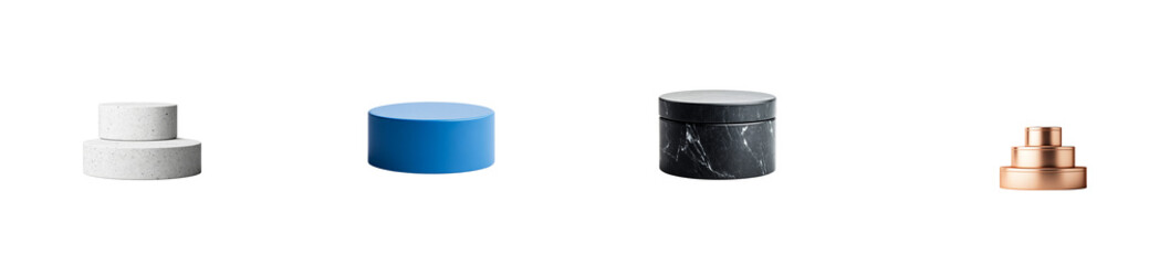 Assorted Cylindrical Objects in Varying Materials, cut out transparent