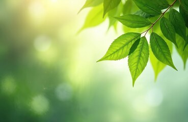 Poster - Fresh green leaf with sunlight. Blurred greenery background. Natural landscape wallpaper. Ecology, environment concept. Summer mood, bright colors, natural plants. Green plants, ecology, freshness