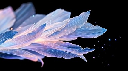 Wall Mural - blue and white flower against black, starry sky