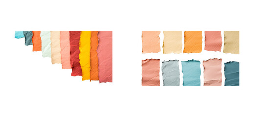 Wall Mural - colorful torn paper elements for design with texture , cut out transparent