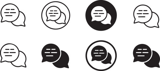 Fototapete -  Speech Bubble Icon Set for Messaging, Communication, and Chat Applications in Minimalist Line and Solid Black Styles