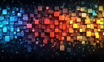 Poster - Abstract background with a pixel mosaic. The pattern of the pixels is made up of small squares, which form an elegant gradient from light to dark shades of color. 