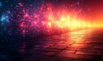Poster - Abstract background with a pixel mosaic. The pattern of the pixels is made up of small squares, which form an elegant gradient from light to dark shades of color. 