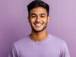 © Maria - A Radiant Smile: A portrait of a young man with a captivating smile, radiating warmth and confidence against a vibrant purple backdrop. This image showcases the essence of positivity and youthfulness.