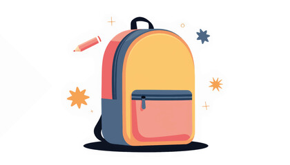 Poster - Minimalist backpack illustration with geometric shapes on white background, design concept