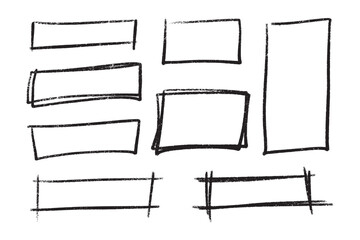 Poster - Crayon highlight rectangle set - hand drawn rough shapes sketchy marker underlining graphic elements. Ink grunge style for design ui, emphasizing important information drawing attention to text