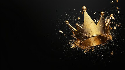 Wall Mural - a crown with a golden band on a black backdrop, featuring a gold splash at the base of the band and 