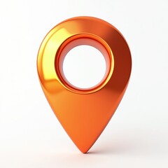 Aufkleber - Illustration of glossy orange map pointer icon with a white background. 3D location marker symbolizes destination navigation. Web design element perfect for travel businesses websites apps.