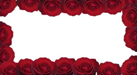 Poster - A rectangular white space surrounded by a border of red roses forming a decorative frame element design