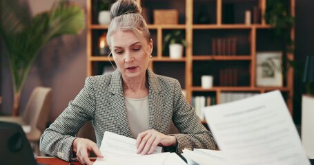 Poster - Paperwork, legal consultant and business people in office for discussion, meeting and advice. Professional, representative and lawyer with documents for woman for feedback, agreement and partnership
