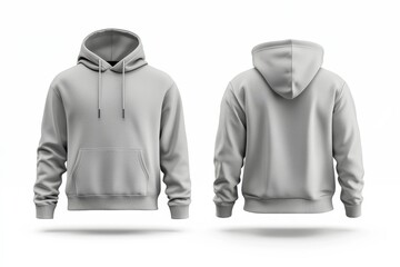 Poster - Stylish gray hoodie displayed from front and back perspectives for casual and athletic wear options