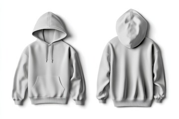 Poster - Gray hooded sweatshirt displayed from front and back angles against a plain white background