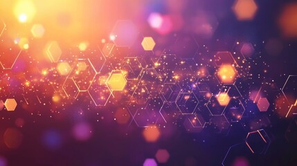 Aufkleber - Futuristic abstract background featuring hexagons and glowing lights in modern digital design style