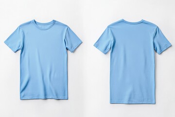 Poster - Lightweight blue t-shirt displayed from front and back view in a minimalistic setting for casual wear