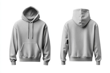 Poster - Stylish gray hoodie displayed from front and back views, perfect for casual wear and layering in all seasons