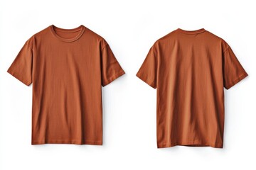 Poster - Simple brown t-shirt displayed front and back view, perfect for casual wear and versatile styling options