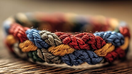 Poster - Colorful woven bracelet featuring a unique design and vibrant hues made from sturdy fibers : Generative AI