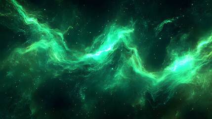 Wall Mural - A mesmerizing green cosmic nebula swirling in the depths of space.