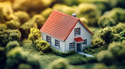 Poster - Charming little house in a serene landscape with vibrant greenery and a cozy feel : Generative AI
