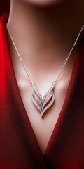 Poster - Elegant Silver Necklace with Intricate Design Perfect for Any Special Occasion Fashion : Generative AI