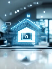 Poster - Modern Home with Smart Technology and Security Features for Enhanced Living Experience : Generative AI