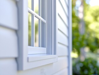 Poster - Close up view of a stylish window frame highlighting modern architecture and natural light outdoors : Generative AI