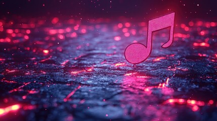 Fototapete - Abstract musical note on fiery ground