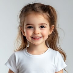 Poster - Adorable girl with lovely smile and playful hairstyle radiating happiness and innocence : Generative AI